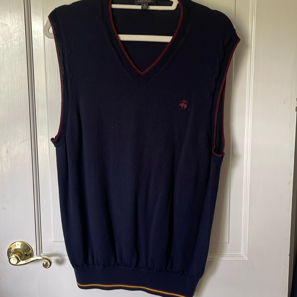 Brooks Brothers Navy V-Neck Men’s Extra Fine Merino Size XL
